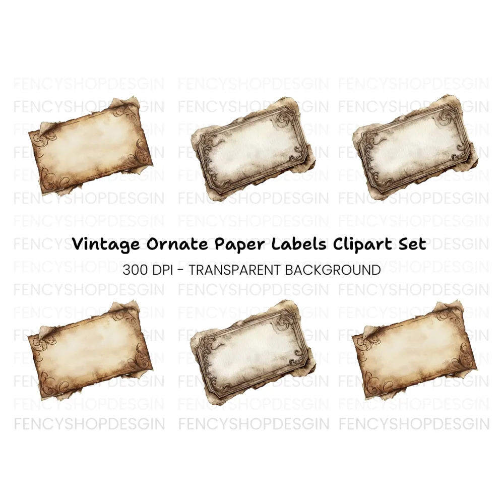 Ornate Vintage Labels Clipart Bundle