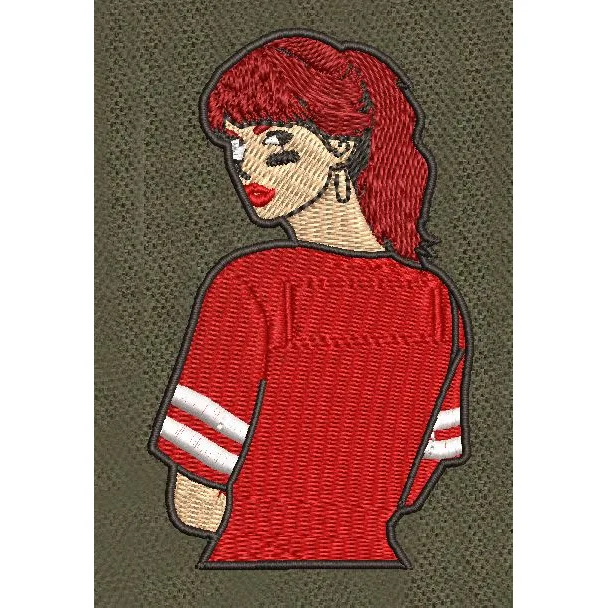 Girl With Red Dress Embroidery Design