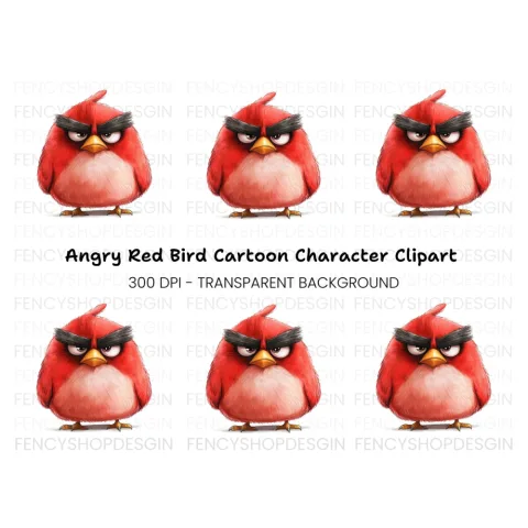 Angry Red Bird Illustration Clipart Bundle