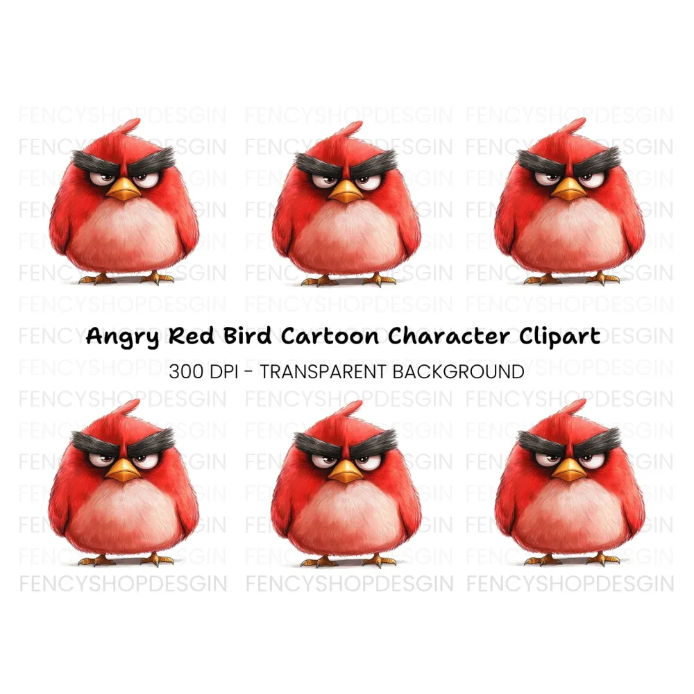 Angry Red Bird Illustration Clipart Bundle