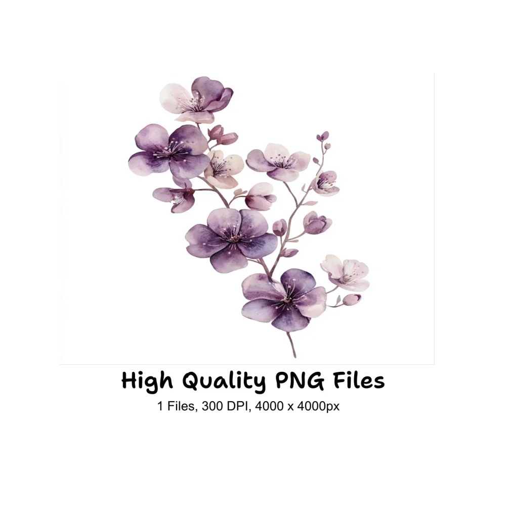 Purple Cherry Blossom Clipart Bundle