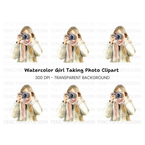 Girl With Camera Clipart Bundle