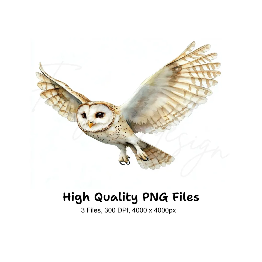 Barn Owl Flying Clipart Bundle