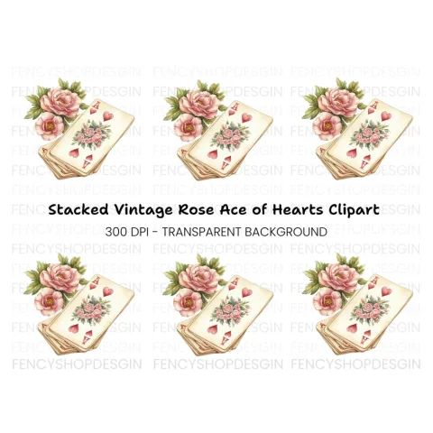 Vintage Floral Playing Cards Clipart Bundle