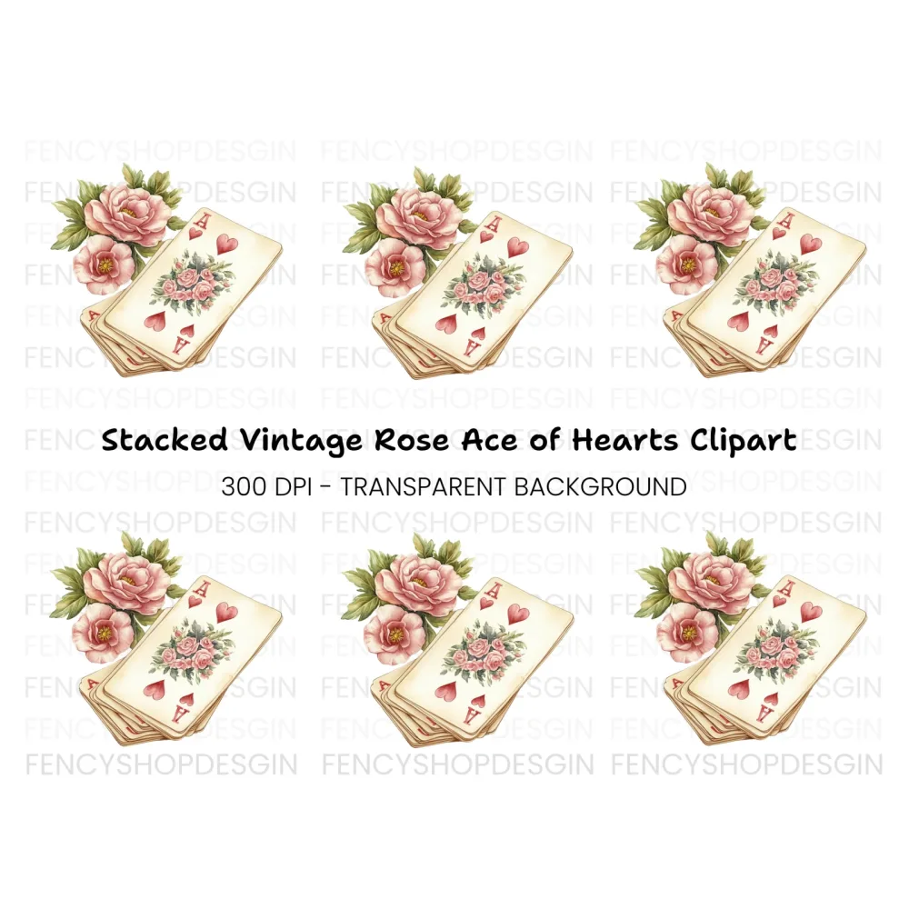 Vintage Floral Playing Cards Clipart Bundle