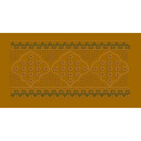 Paneled Floral Cross Trim Embroidery Design