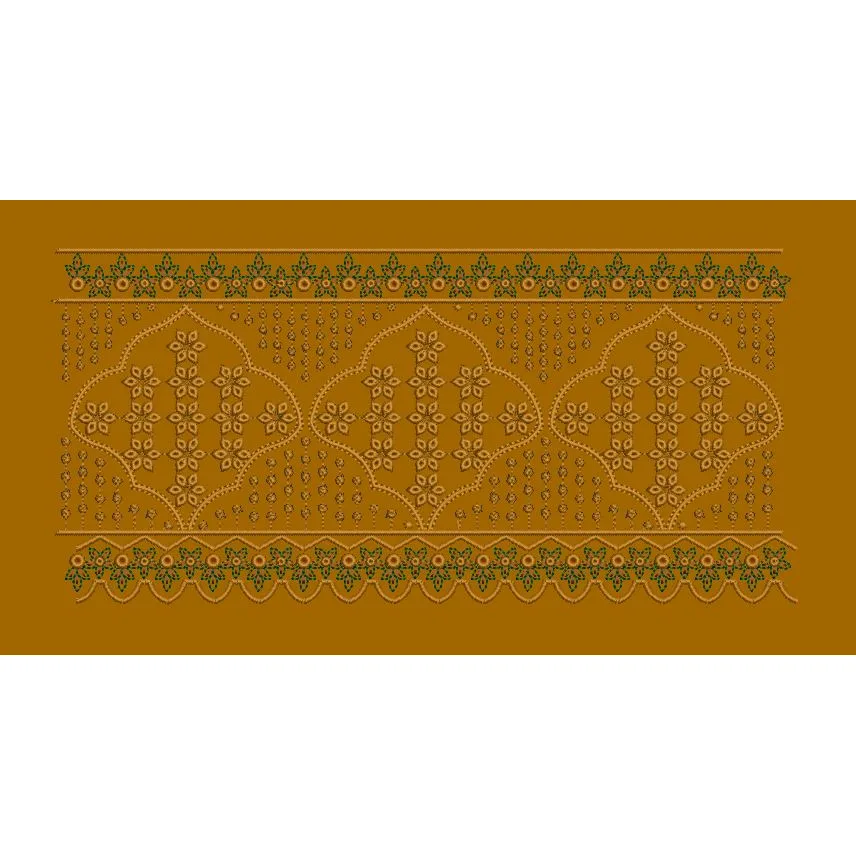 Paneled Floral Cross Trim Embroidery Design