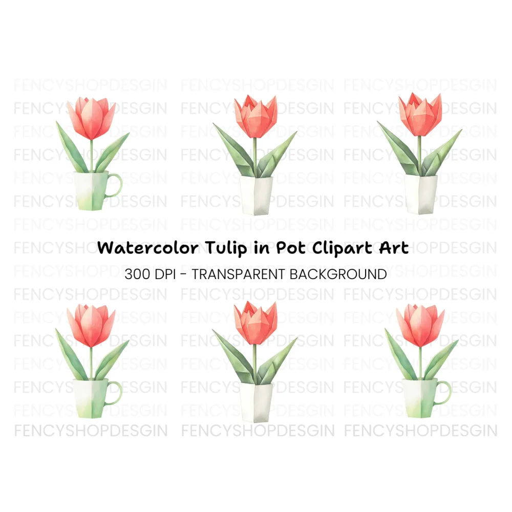 Origami Tulip Clipart Bundle