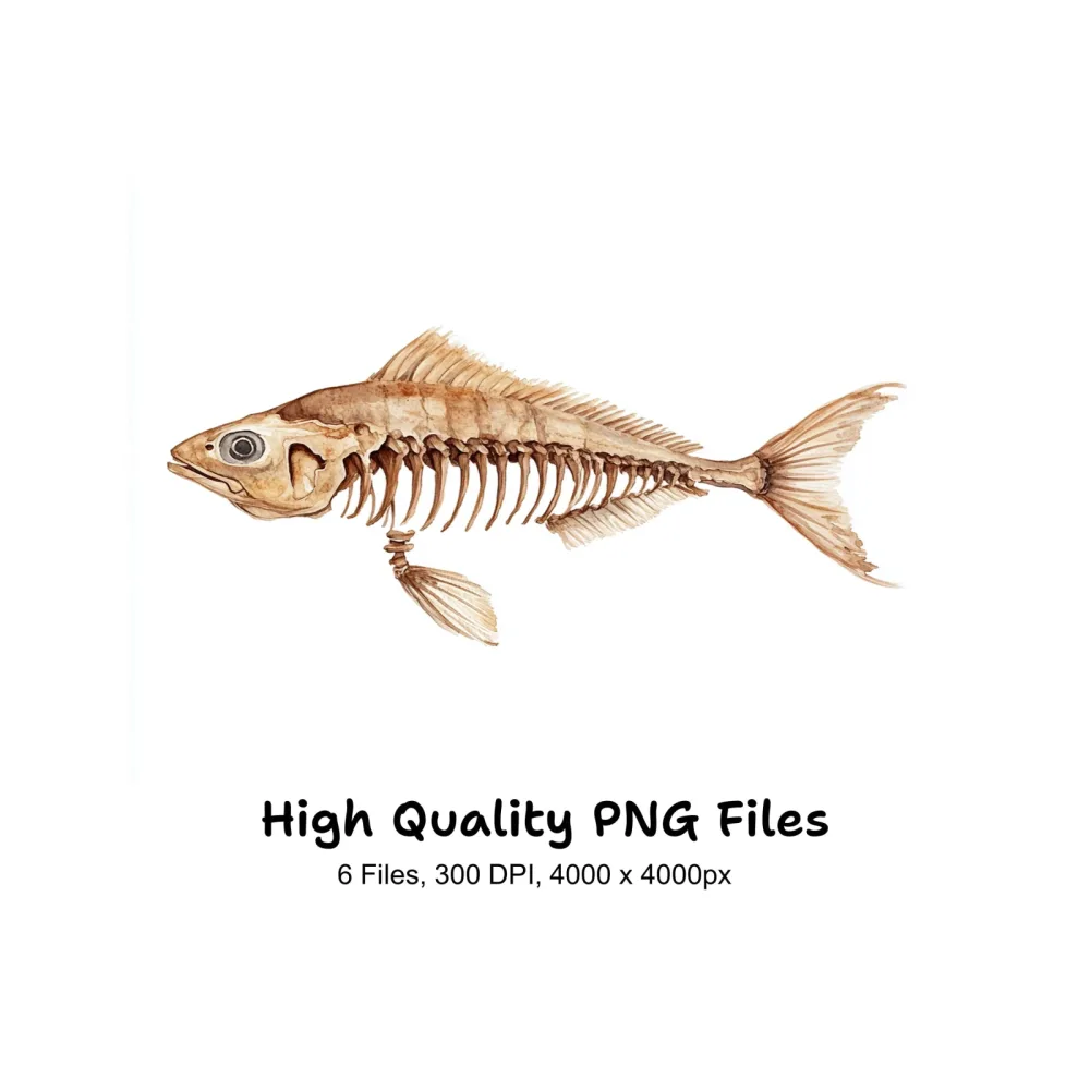 Fish Skeleton Clipart Bundle