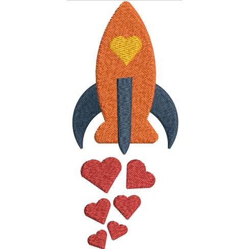 Rocket Embroidery Design