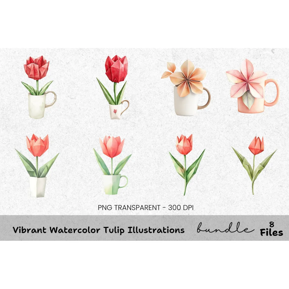Vibrant Tulip Illustrations Clipart Bundle
