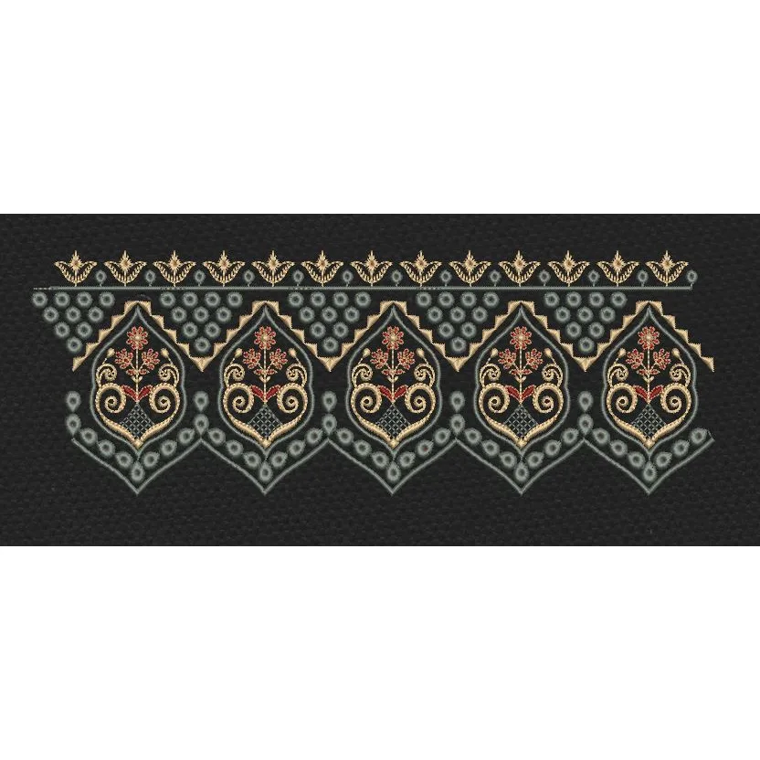 Floral Jacquard Woven White Flowers Embroidery Design