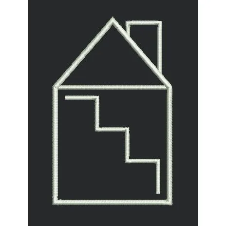 House Outline with Internal Staircase Embroidery Design