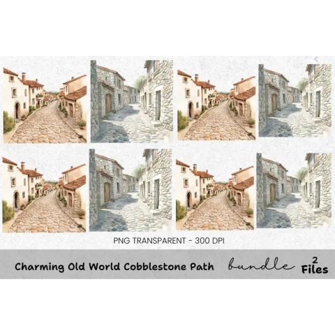 Charming Old World Cobblestone Path Clipart Bundle
