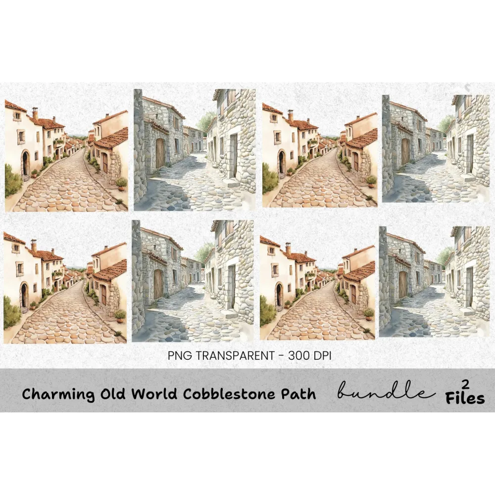 Charming Old World Cobblestone Path Clipart Bundle