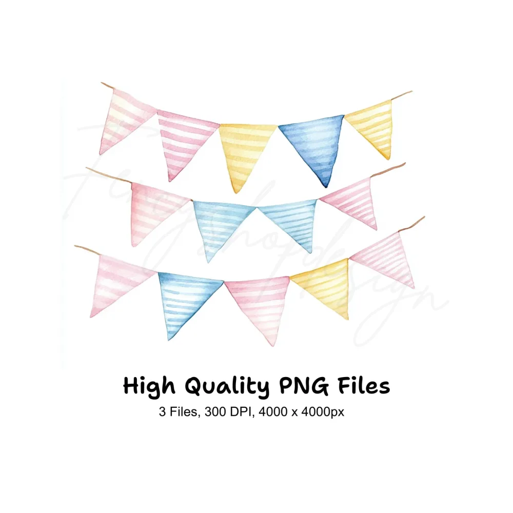 Pastel Bunting Clipart Bundle