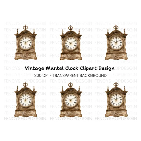 Antique Mantel Clock Clipart Bundle