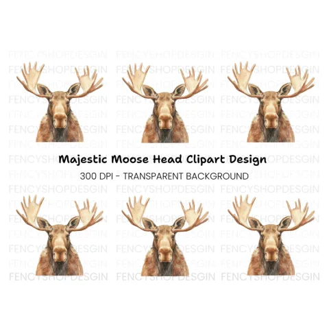 Majestic Moose Head Clipart Bundle