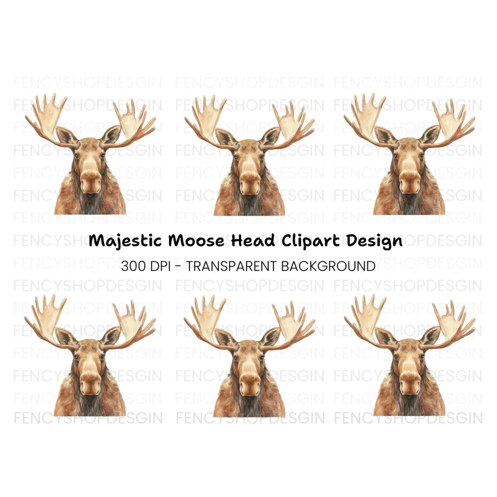 Majestic Moose Head Clipart Bundle