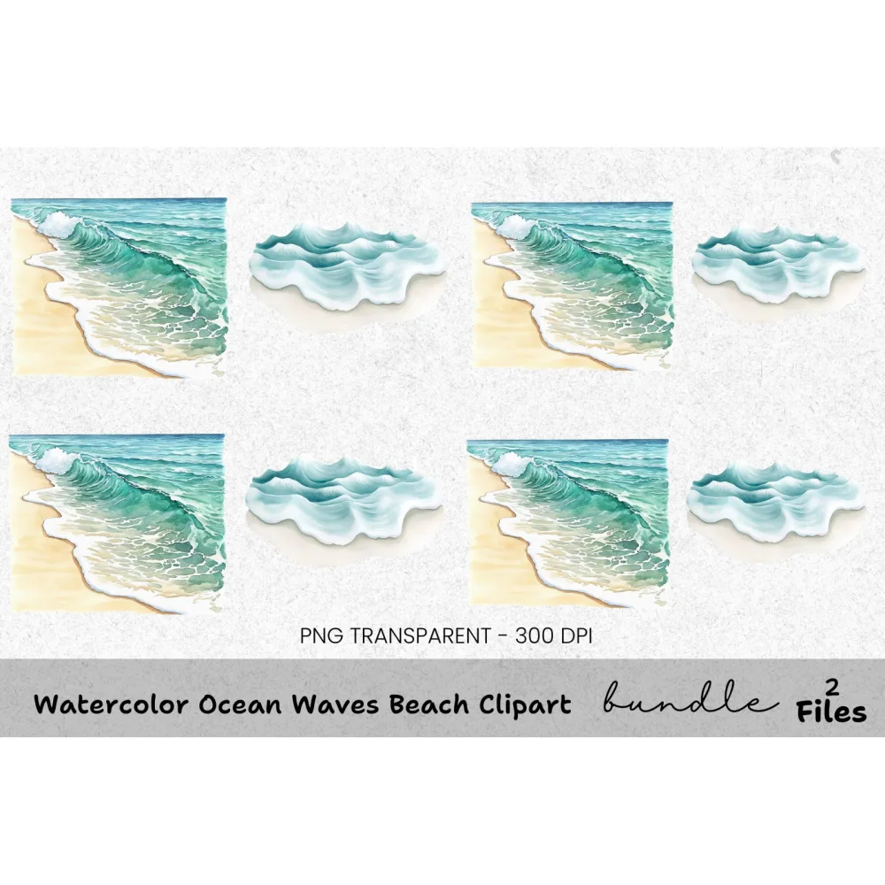 Ocean Waves Beach Clipart Bundle