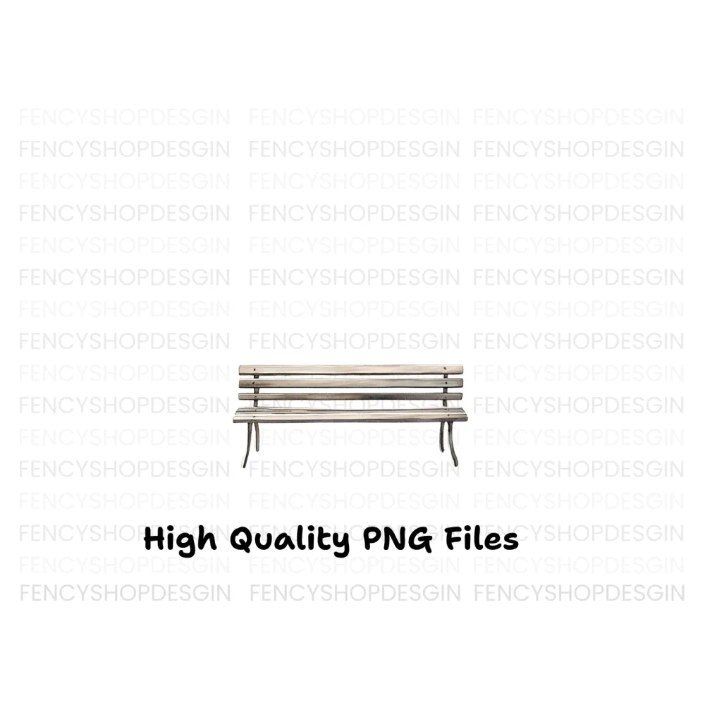 Rustic Wooden Park Bench Clipart Bundle