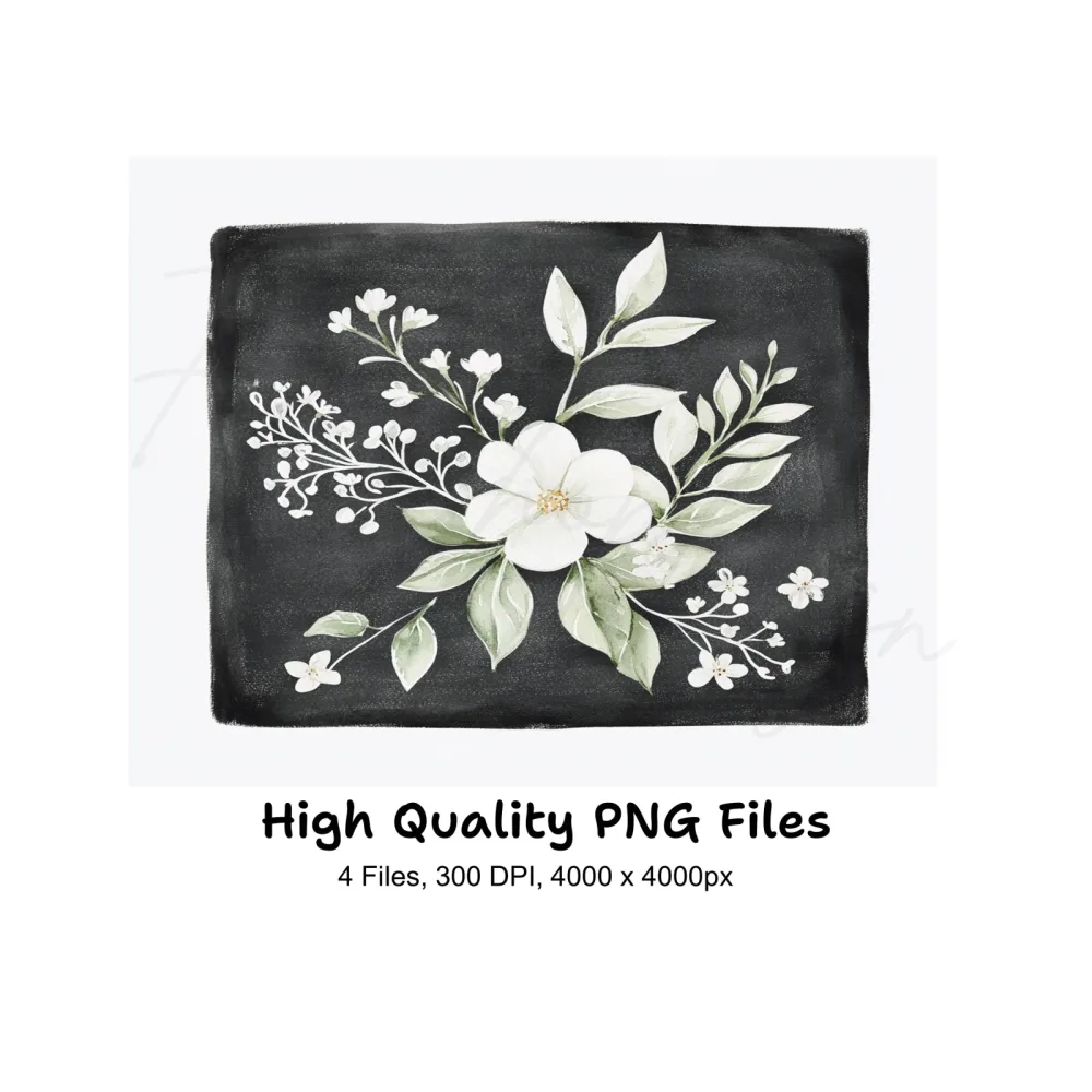Chalkboard Floral Foliage Clipart Bundle