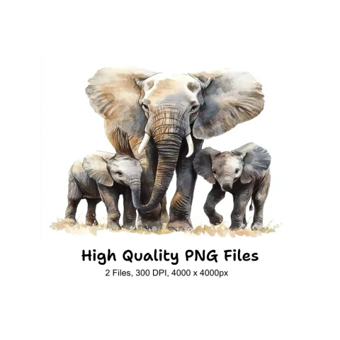 Elephant Family Clipart Bundle