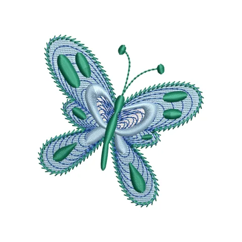 Green Butterfly Embroidery Design