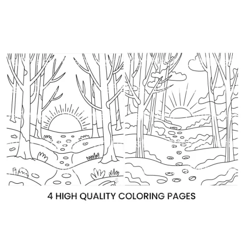 Winter Forest Sunrise Coloring Books