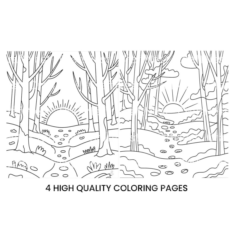 Winter Forest Sunrise Coloring Books