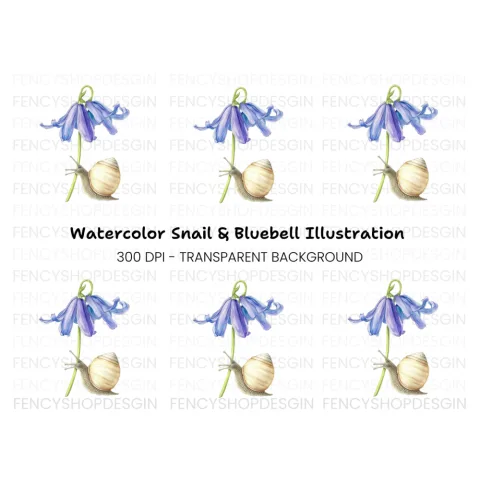 Snail and Bluebell Flower Clipart Bundle