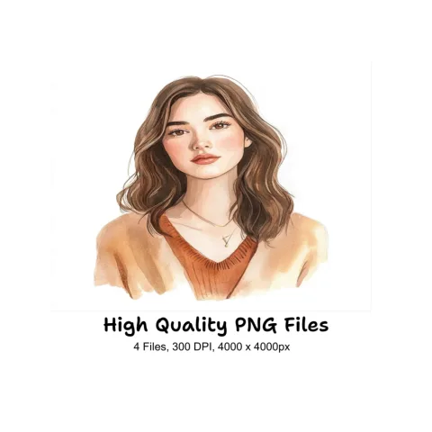 Pretty Women Wavy Hair Clipart Bundle