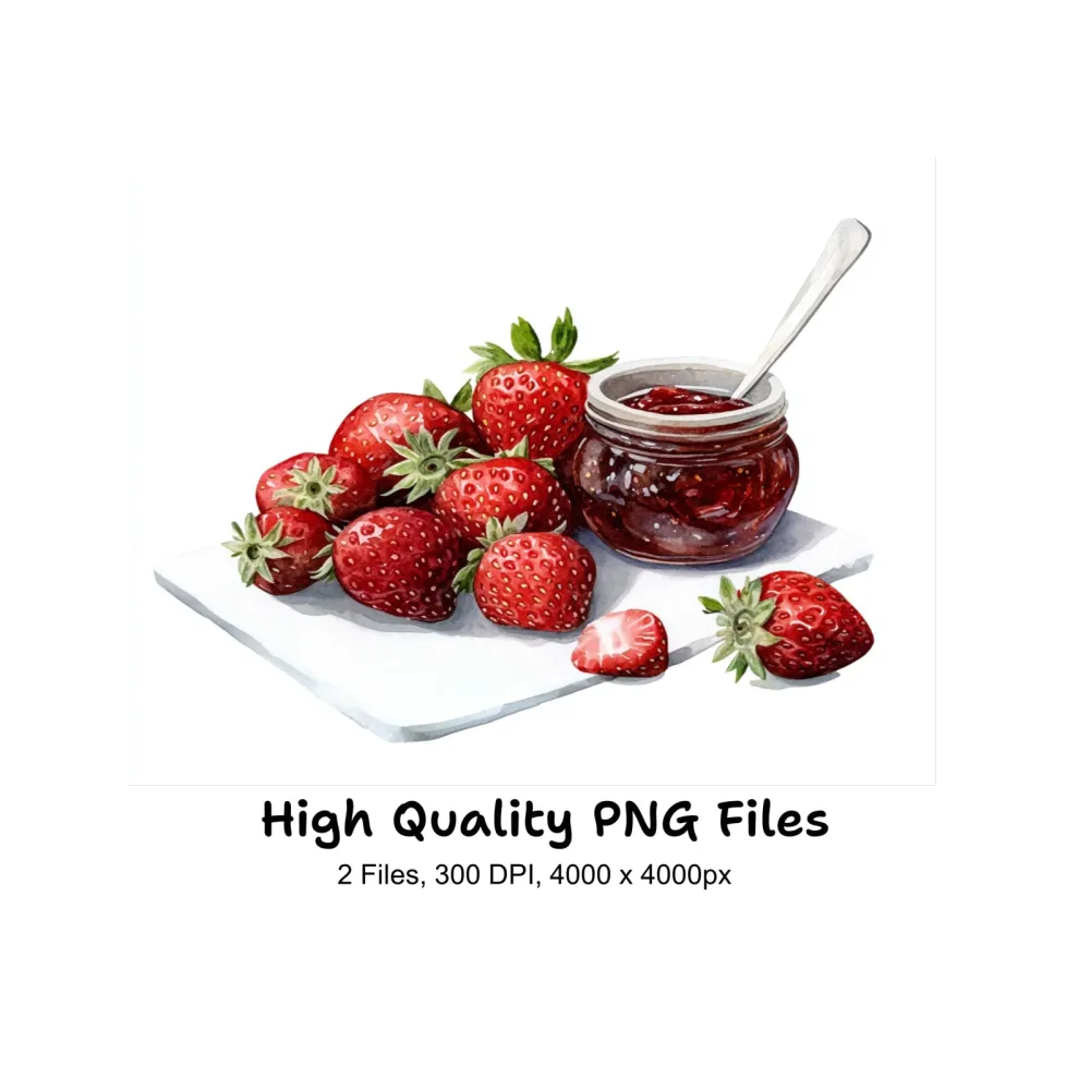 Fresh Strawberry Jam Berries Clipart Bundle