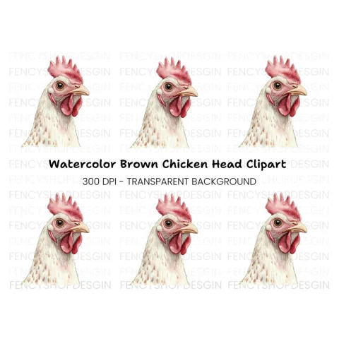 White Chicken Head Clipart Bundle
