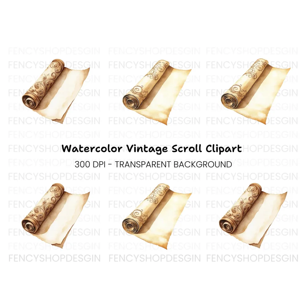 Vintage Old Scrolls Clipart Bundle