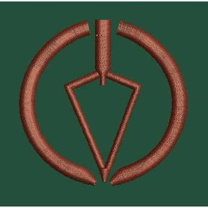Downward Pointing Arrow Within a Circle Embroidery Design