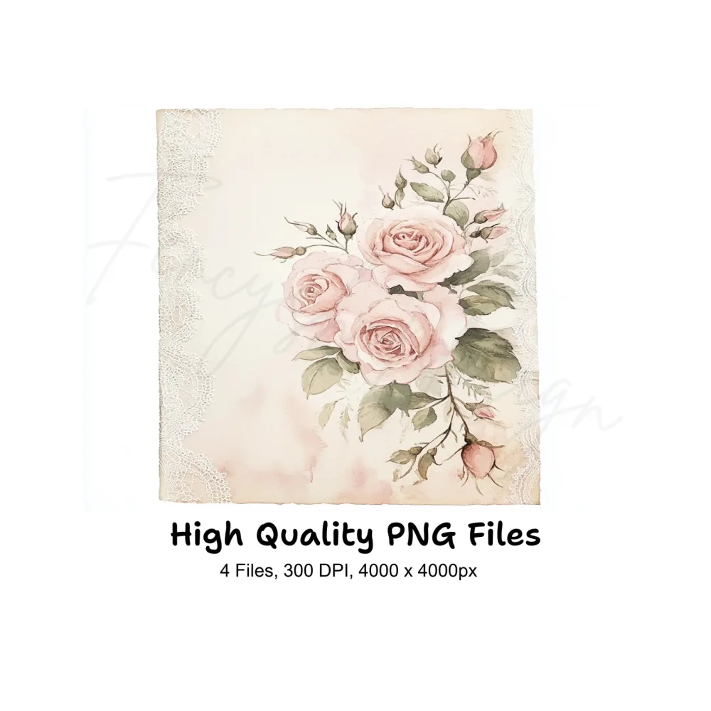 Elegant Pink Rose Clipart Bundle