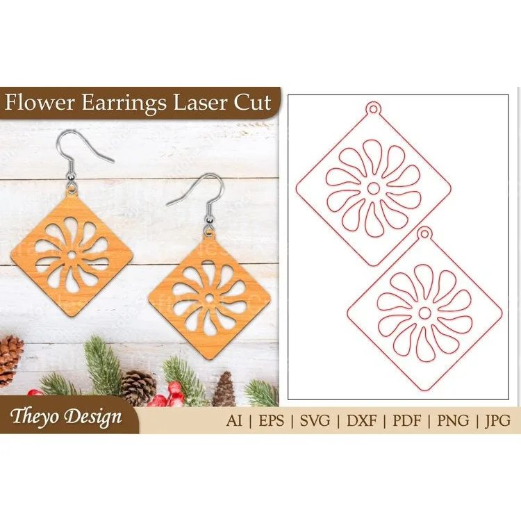 Lasercut Flower Earrings SVG Bundle