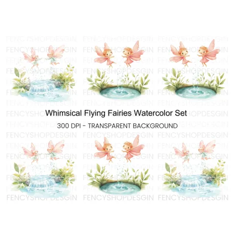Flying Fairies and Nature Clipart Bundle
