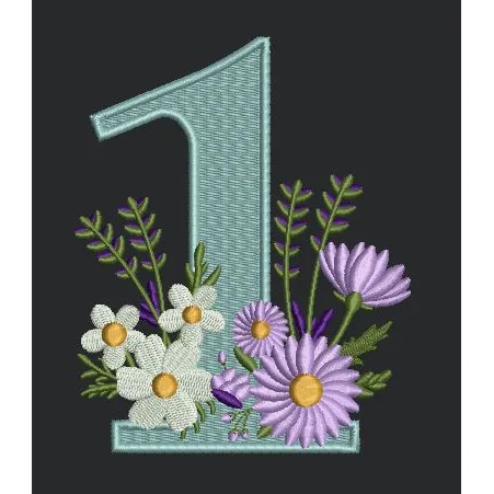 Floral Digit Embroidery Design