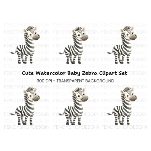Playful Baby Zebra Clipart Bundle