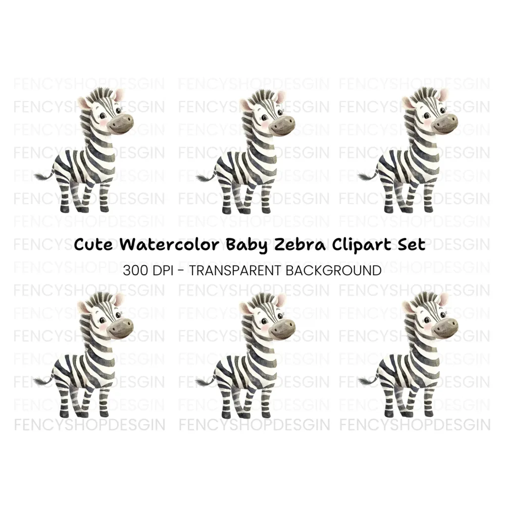 Playful Baby Zebra Clipart Bundle