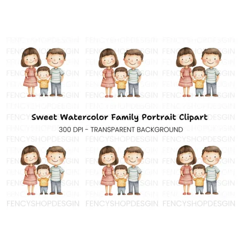 Happy Family Illustration Clipart Bundle