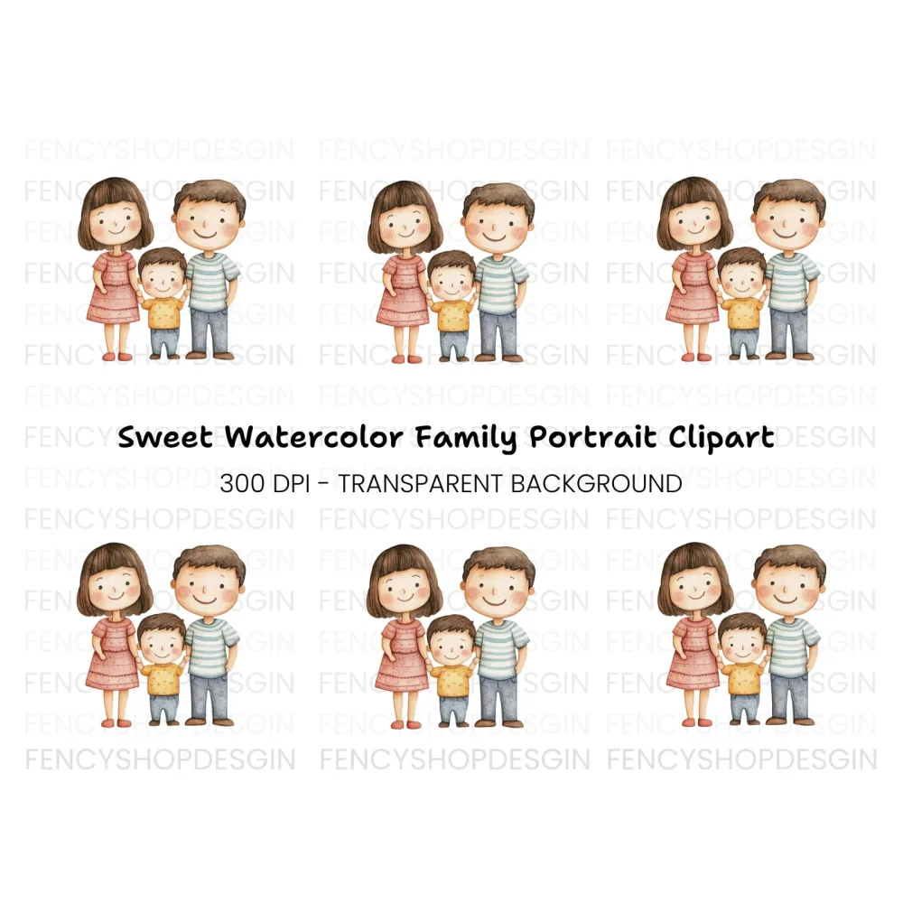 Happy Family Illustration Clipart Bundle