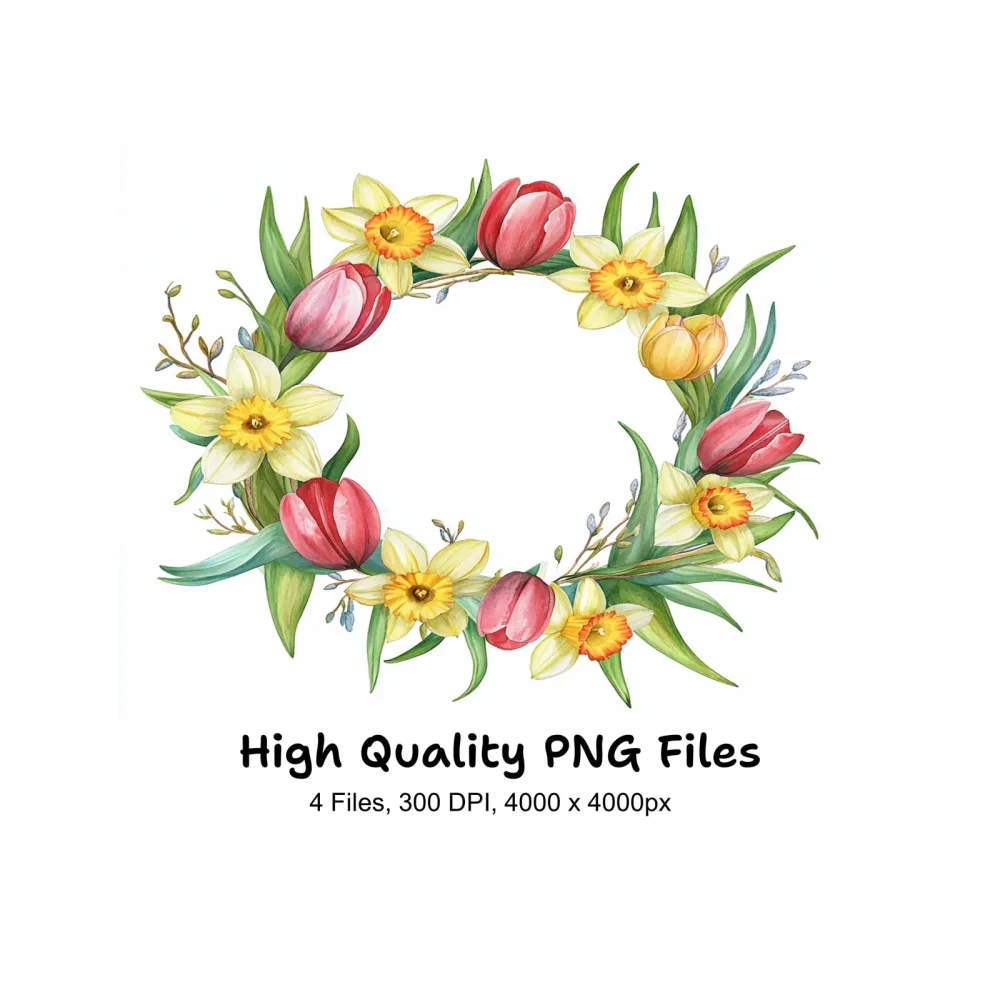 Spring Floral Wreaths Clipart Bundle