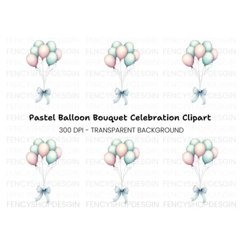 Pastel Balloons Clipart Bundle