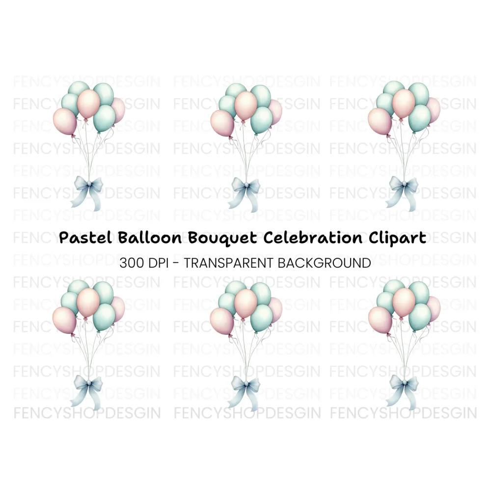 Pastel Balloons Clipart Bundle