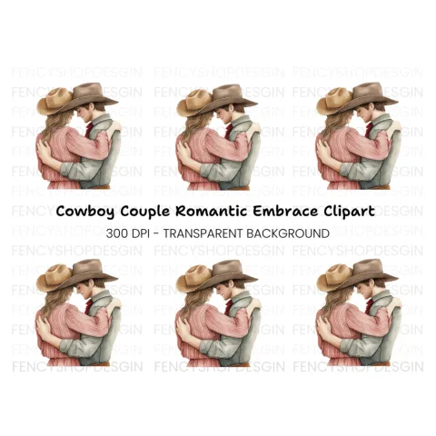 Romantic Cowboy Couple Clipart Bundle