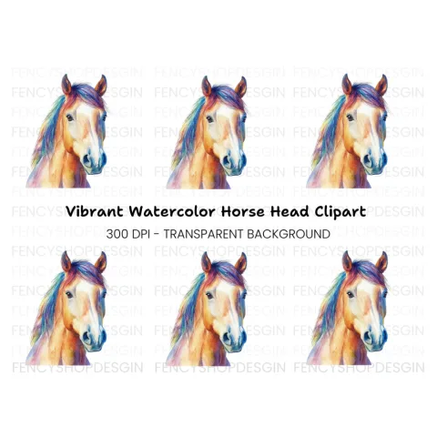 Vibrant Horse Head Clipart Bundle