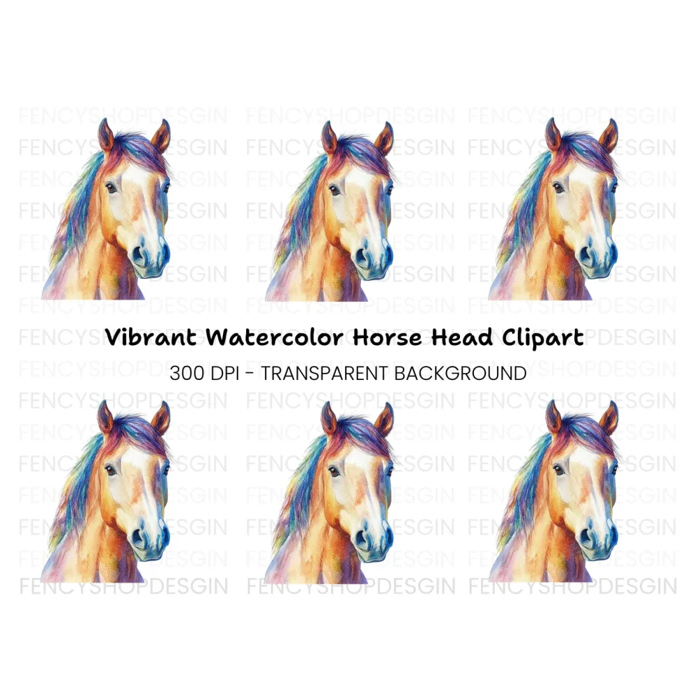 Vibrant Horse Head Clipart Bundle